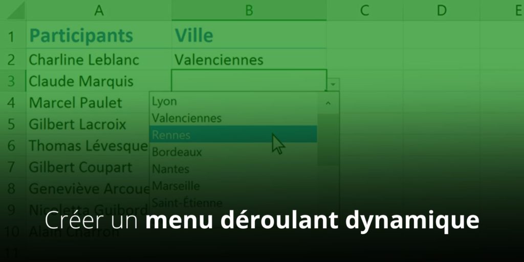 Comment créer un menu déroulant dynamique sur Excel